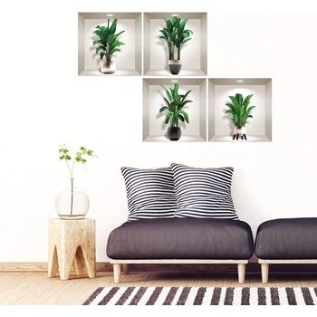 Ambiance Комплект от 4 3D стикера за стена Екзотични палмови листа - Ambiance (col-3d-ROS-C448)