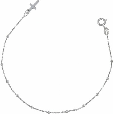 INFINITYSILVER Stříbrný náramek s kuličkami a křížkem na konci NB0516619