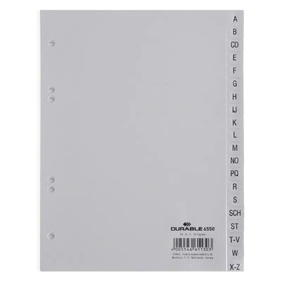 DURABLE Регистър, pp, a5, 20 части, a-z, durable, сив 655010 (655010)
