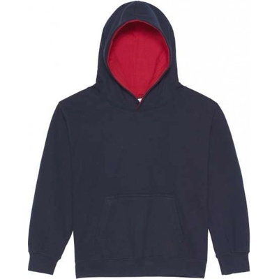 Just Hoods dětská mikina s kontrastní kapucí Colorful FRA námořnická modrá ohnivá červená