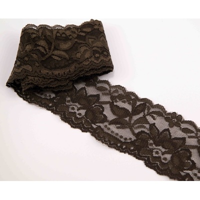 Elastická čipka - hnedá - šírka 5 cm