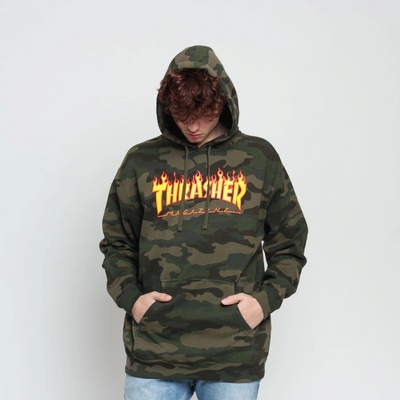 Thrasher FLAME Logo hoodie Forest Camo