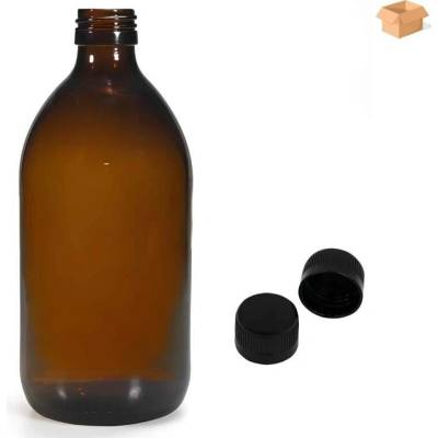 Luna Skleněná lékovka s černým uzávěrem s pojistkou 1000 ml 14 ks