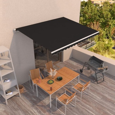 VidaXL Ručně zatahovací markýza 450 x 350 cm antracitová
