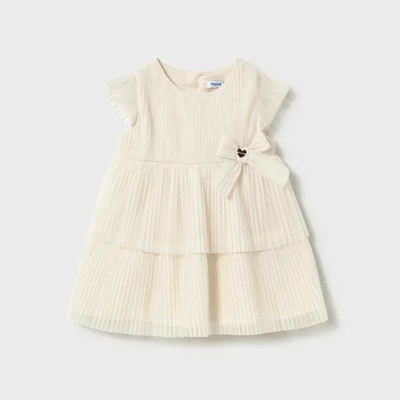 Mayoral Рокля тюл плисирана в цвят шампанско за бебе момиче Mayoral
