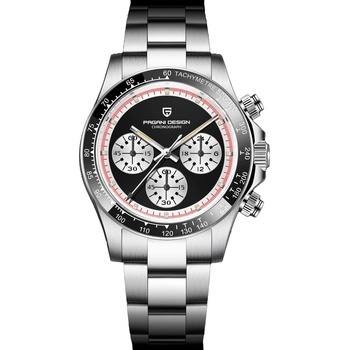 Pagani Мъжки часовник Pagani Design Wantage, Кварцов, Хронограф, Сребрист / Черен (PD-1676-SILVER-BLACK)