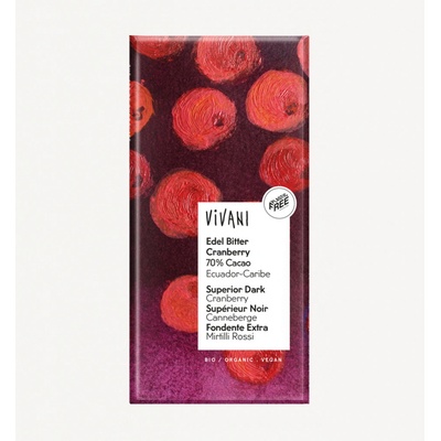Vivani hořká 70% s brusinkami 100 g
