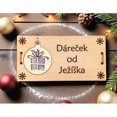 Dekorace z Řečice Dřevěné vánoční přání na peníze od Ježíška