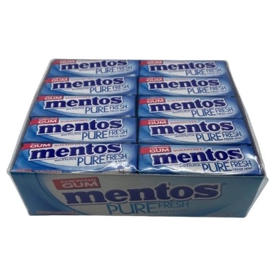 Mentos Pure Fresh дъвка без захар прясна мента с ксилитол картонена кутия 40 x 13, 5 g