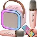 BLUETOOTH REPRODUKTOR PŘENOSNÉ KARAOKE RGB LAMPIČKA 2 MIKROFONY USB SD MINI JACK