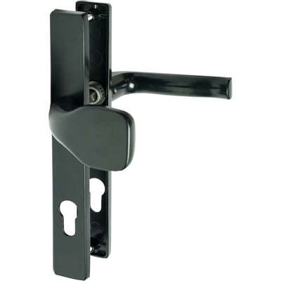 Klika AL, s koulí, rozměr štítku 239 x 32 mm, rozteč 90 mm, černá prášková barva vypalovaná, s otvorem pro stavební vložku, pár