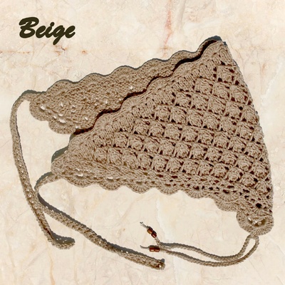 Maliso háčkovaný letní šátek boho cottagecore bandana scarf festival style béžová