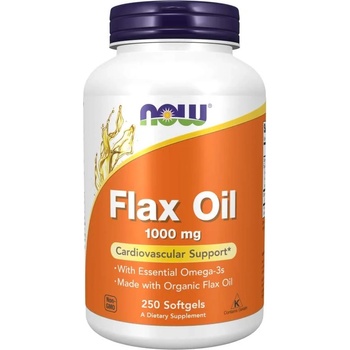 NOW Flax Oil Organic, 1000 mg, 250 капсули, Now