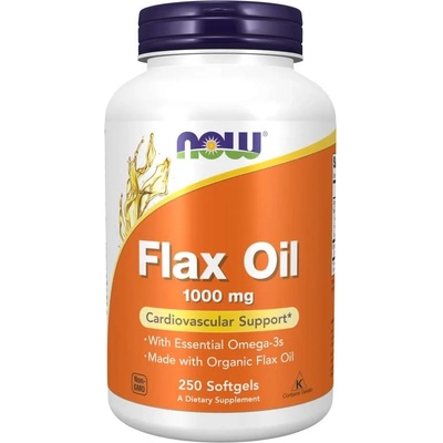NOW Flax Oil Organic, 1000 mg, 250 капсули, Now