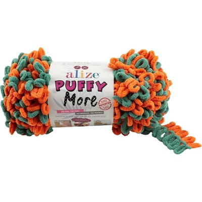 Alize příze Puffy More 6548 oranžová a lesní zelená