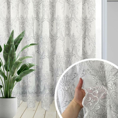 Voálová Luxusní vyšívaná záclona bílá Versailles Silver metráž Ervi 3634-12