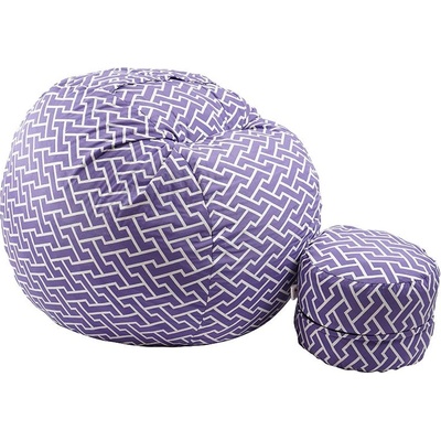 PUFRELAX Комплект Барбарон с табуретка за крака 700л. King Size, Zippity Purple, Перящ се калъф, Пълнеж с микс от мемори пяна и дунапрен, Гама Premium (PUF-M-KO-PT-ZIP)