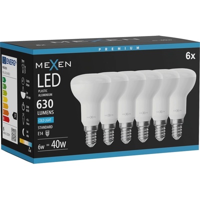 Mexen Nova 6x LED крушка E14, R50, 6W, Студена - 6500K, 630 lm - L103-E14-0665-01x06 (L103-E14-0665-01x06)