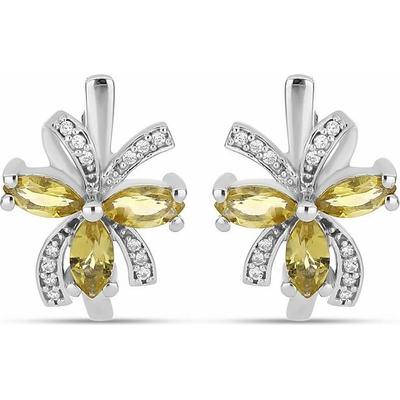 Nefertitis Náušnice stříbrné s broušenými citríny Ag 925 026541 CT NF57316