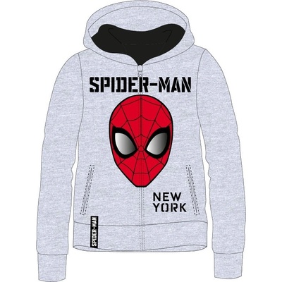 Eplusm chlapecká mikina Spiderman na zip s kapucou šedá
