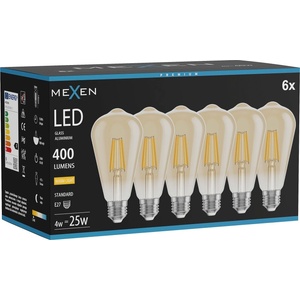 Mexen Vintis 6x LED нажежаема жичка E27, ST64, 4W, Топла - 2700K, 400 lm, кехлибар (L152-E27-0427-50x06)