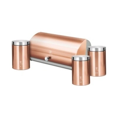Chlebovka nerez se sadou 3 ks skladovacích nádob Metallic Line Rose Gold Edition