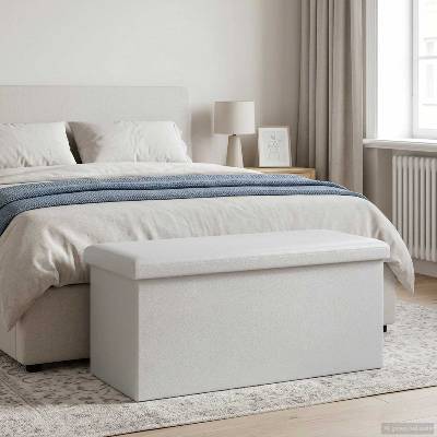 vidaXL Сгъваема пейка за съхранение Бяло 180 кг 80 Л 77 x 38 x 38 см (42045234)