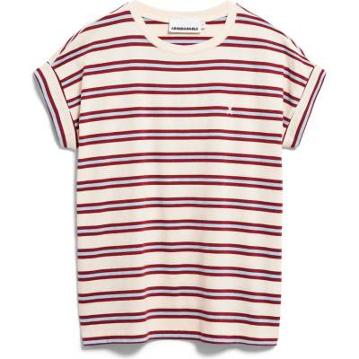 Armedangels Дамска тениска ARMEDANGELS Women's Idaara Stripes T-shirt - Undyed / Velvet Red / Soft Blue - размер XS (916-2765-1311)