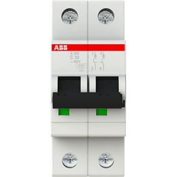 ABB Автоматичен прекъсвач ABB S202-C32, 2CDS252001R0324 - 6 kA, 2 P, 32 A (2CDS252001R0324)
