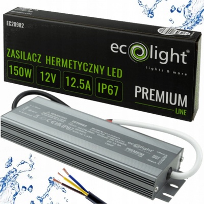 ECO LIGHT Hermetický LED zdroj 12V 150W IP67 voděodolný EC20982