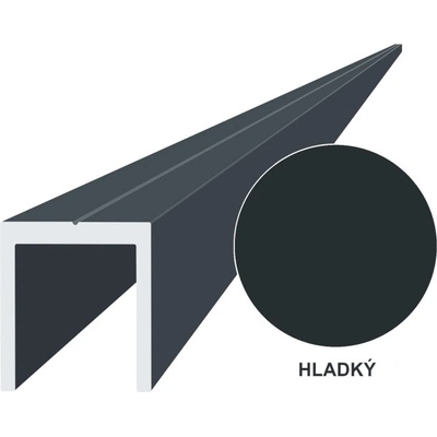 Hliníkový uchycovací profil pro lamely, tvar U, šířka 20,5 mm, antracit RAL7016, hladký povrch 6m +/- 5mm (AL-UP1-A-6)