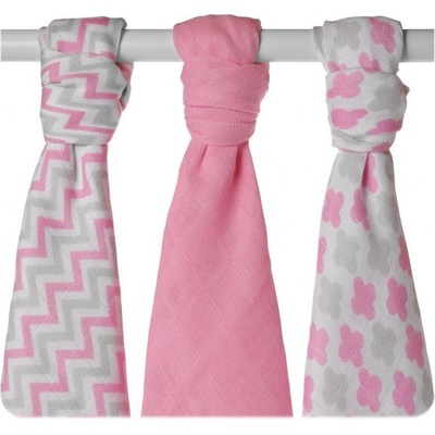 KIKKO Bambusové pleny XKKO BMB 70x70 Scandinavian Baby Pink MIX 3ks