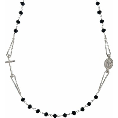InfinitySilver Strieborný ruženec náhrdelník s čiernymi korálikmi SN24042447+