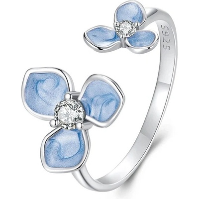 Grace Silver Jewellery Stříbrný prsten se zirkony Blue Flower stříbro P SCR1089 E Modrá