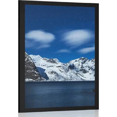 Plakát noční krajina v Norsku - 30x45 black