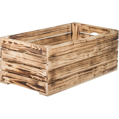 ČistéDřevo Opálená dřevěná bedýnka 60 x 30 x 24 cm