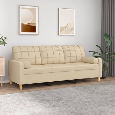 vidaXL 3místná pohovka s polštáři krémová 180 cm textil 11461.3200792