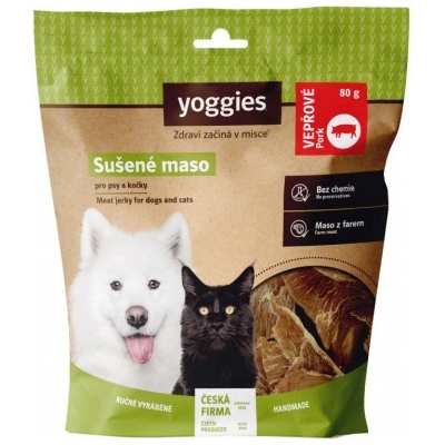 Yoggies Sušené bravčové mäso pre psov Maškrta pre psov 80 g