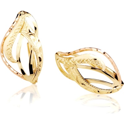 Cutie Jewellery - gold Zlaté ručně porývané náušnice M448