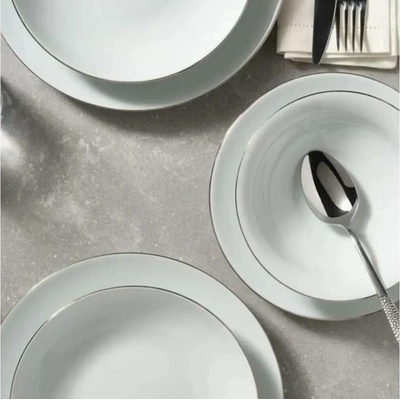 Asir Jídelní sada bílá stříbrná porcelán 973BRS3152 8 ks