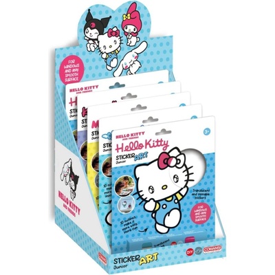 Okenné samolepky a omaľovánky s farbami Hello Kitty a Kuromi 19 × 23 cm