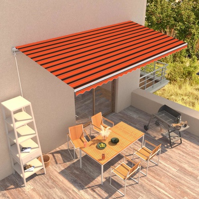 Greatstore Ručně zatahovací markýza 600 x 300 cm oranžovo-hnědá
