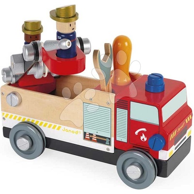Janod auto a stavebnice Hasiči DIY Fire Truck BricoKids 45 dílů J06469