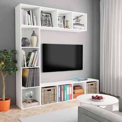 3dílná TV skříňka a knihovna bílá 180x30x180 cm
