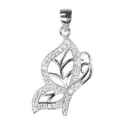 Infinitysilver Stříbrný přívěsek motýl obrys se zirkony L446571