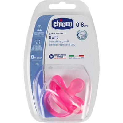 Chicco Силиконова залъгалка Chicco - Physio Soft, Момиче, 0-6 m (N0310)