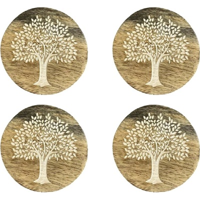 Tácek dřevo 4ks 100x100x10 mm strom, přírodní