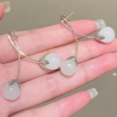 HARAHU Обеци JU-36527 cherry - Бяла KP36527 (JU-36527)