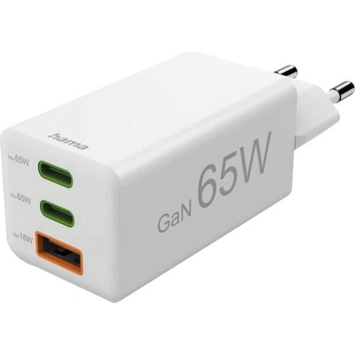 Hama Зарядно устройство HAMA Mini 65W 2xUSB-C PD USB-A