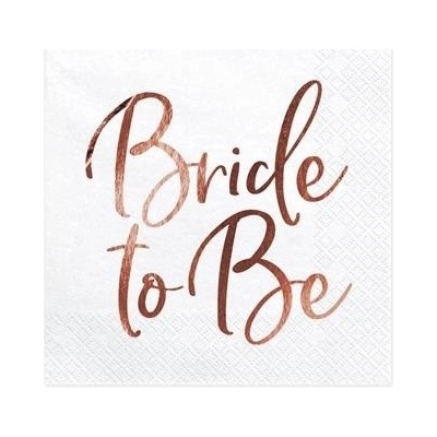 PartyDeco ubrousky Bride to be RŮŽOVO-ZLATÉ 33x33cm